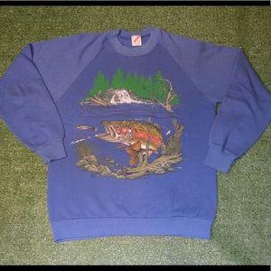 Vintage 1980s Rainbow Trout Crewneck Sweatshirt!